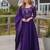 Violet silk anarkali suit with embroidery & beats work