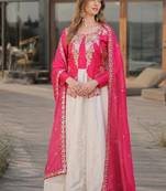 Pink silk anarkali suit with embroidery & sequin work