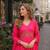 Pink silk anarkali suit with embroidery & zari work