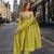 Green chanderi anarkali suit with embroidery & beats work