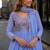 Blue chanderi anarkali suit with embroidery & beats work