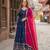Navy silk anarkali suit with thread embroidery & sequin work