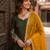 Mehendi silk anarkali suit with thread embroidery & sequin work