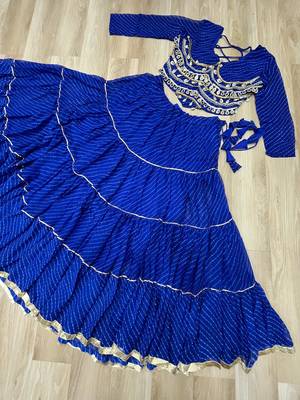 Blue Navaratri Special Leheriya Print with Gota-Patti Lace Work Lehenga Choli 7