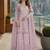 Lavender net free size stitched suit with embroidery & hand work