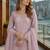 Lavender net free size stitched suit with embroidery & hand work