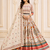Off White Navratri Muslin Cotton Digital Print Lehenga Choli Set with Mirror Work