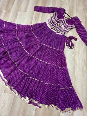 Purple Navaratri Special Leheriya Print with Gota-Patti Lace Work Lehenga Choli 7