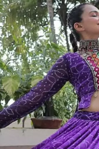 Purple Navaratri Special Leheriya Print with Gota-Patti Lace Work Lehenga Choli