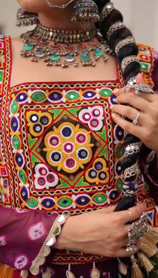 Multicolor Navaratri Special Gamathi Embellished Work Lehenga with Kutchi Work Choli 6