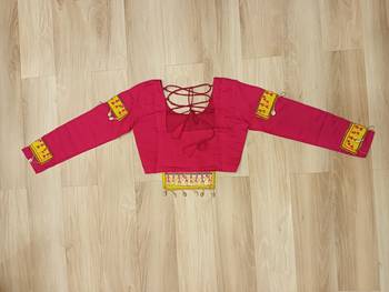 Pink Navaratri Special Mirror Lace Work Lehenga with Gamthi & Cowrie Lace work Choli 7