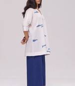 Off-white and blue cotton co-ord set