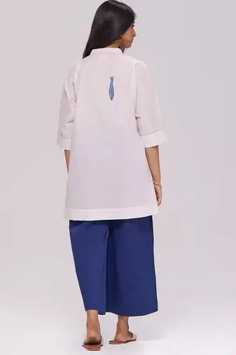 Off-white and blue cotton co-ord set