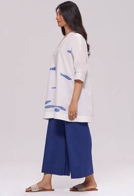 Off-white and blue cotton co-ord set 3