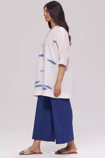 Off-white and blue cotton co-ord set