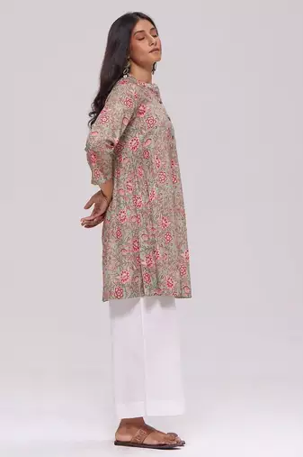 Basil green and pink cotton top