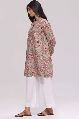 Basil green and pink cotton top