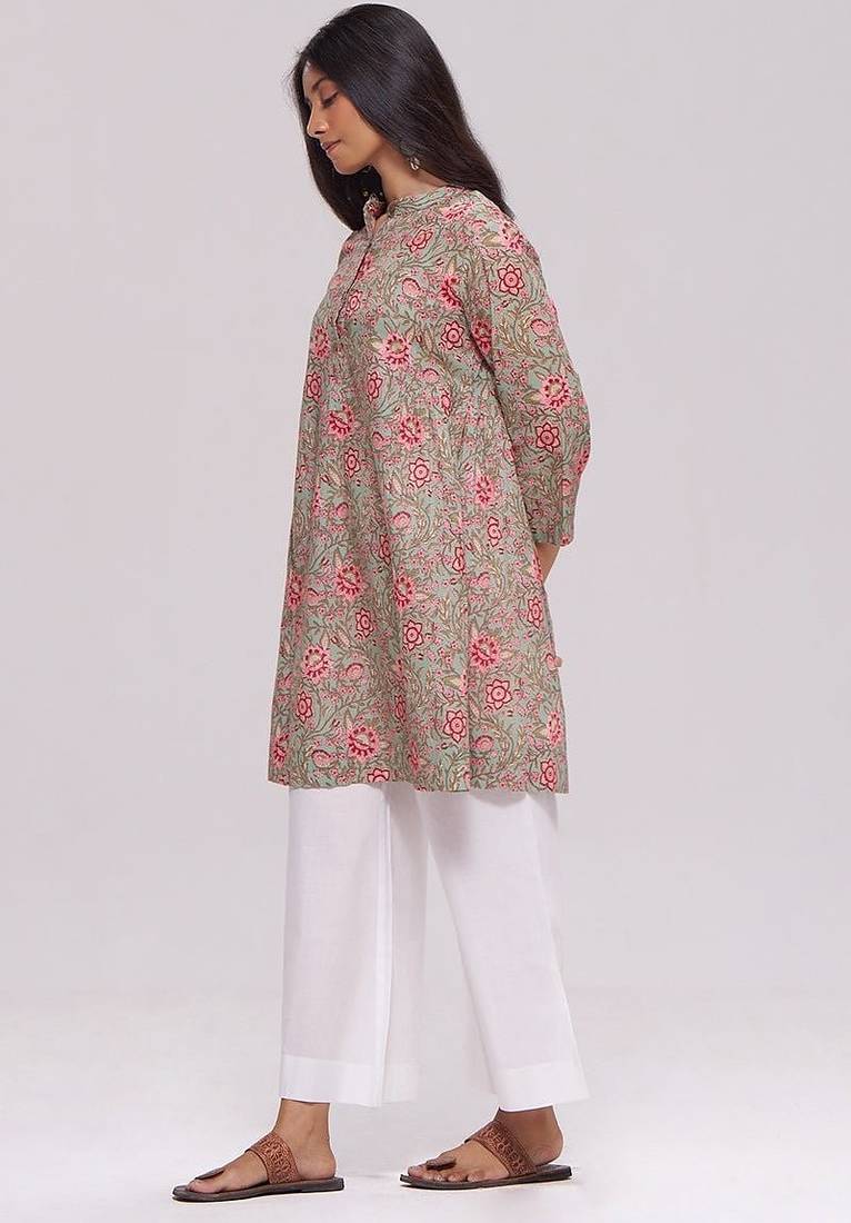 Basil green and pink cotton top