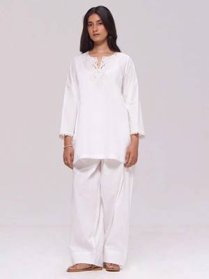 White cotton co-ord set 1