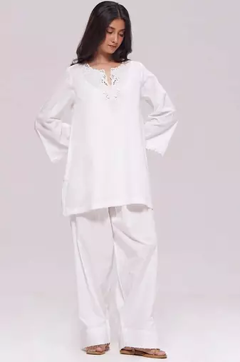 White cotton co-ord set