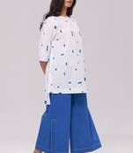 White and blue pure cotton co-ord set