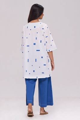 White and blue pure cotton co-ord set 2
