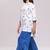White and blue pure cotton co-ord set
