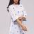 White and blue pure cotton co-ord set