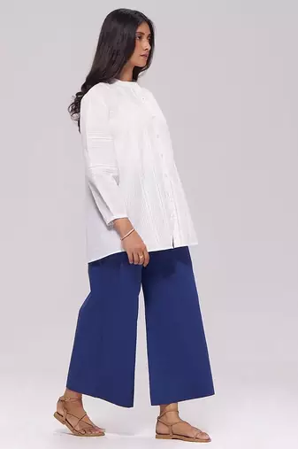 White and blue cotton co-ord set