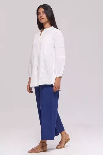 White and blue cotton co-ord set