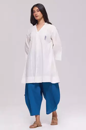 Off-white and blue cotton co-ord set