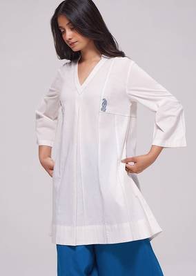 Off-white and blue cotton co-ord set 5