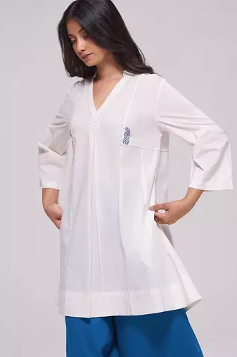 Off-white and blue cotton co-ord set