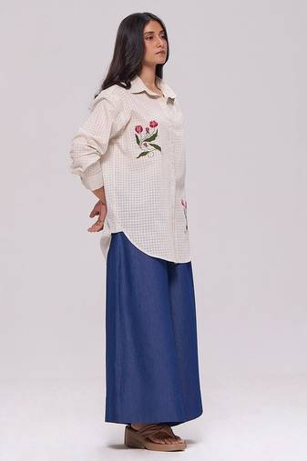 Off-white and denim blue co-ord set
