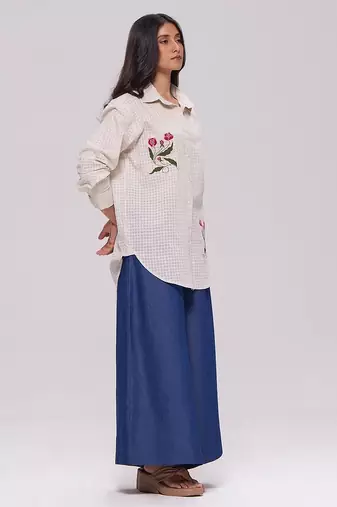 Off-white and denim blue co-ord set