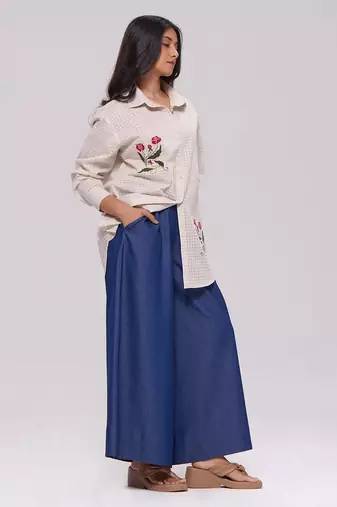Off-white and denim blue co-ord set