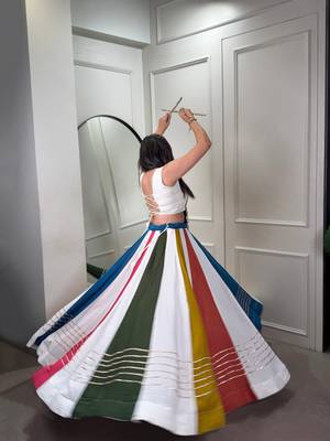 Navaratri Special Pure Rayon Gota Patti Lace Touch Up Lehenga with Mirror & Cowrie work Stitched Choli 6