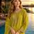 Mustard chinon free size stitched palazzo suit with codding dori & sequin work