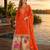 Orange chinon free size stitched palazzo suit with codding dori & sequin work