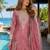 Peach chinon free size stitched palazzo suit with dhaga & sequin work