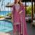 Magenta chinon free size stitched palazzo suit with dhaga & sequin work