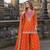 Orange chinon free size stitched plazzo suit with dhaga & sequin work