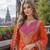 Orange chinon free size stitched plazzo suit with dhaga & sequin work