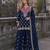 Navy chinon free size stitched palazzo suit with dhaga & sequin work