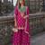 Hot pink chinon free size stitched palazzo suit with dhaga & sequin work