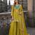 Mustard chinon free size stitched palazzo suit with dhaga & sequin work