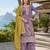 Purple shimmer free size stitched palazzo suit with codding dori & sequin work
