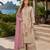 Cream shimmer free size stitched palazzo suit with codding dori & sequin work