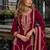 Maroon chinon free size stitched palazzo suit with codding dori & sequin work