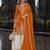 Orange chinon free size stitched palazzo suit with codding dori & sequin work